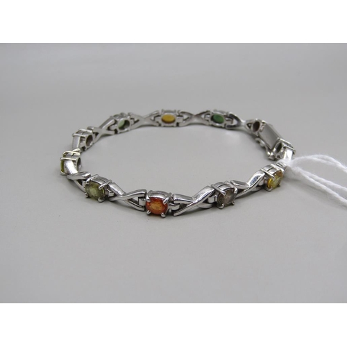 1380 - WHITE GOLD STONE SET BRACELET - 14g TOTAL