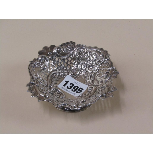 1395 - EDWARDIAN SILVER PIERCED BON BON DISH