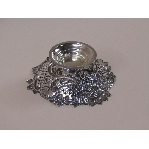 1395 - EDWARDIAN SILVER PIERCED BON BON DISH