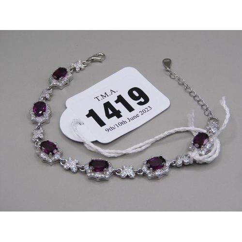 1419 - SILVER GARNET BRACELET