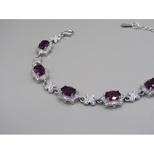 1419 - SILVER GARNET BRACELET