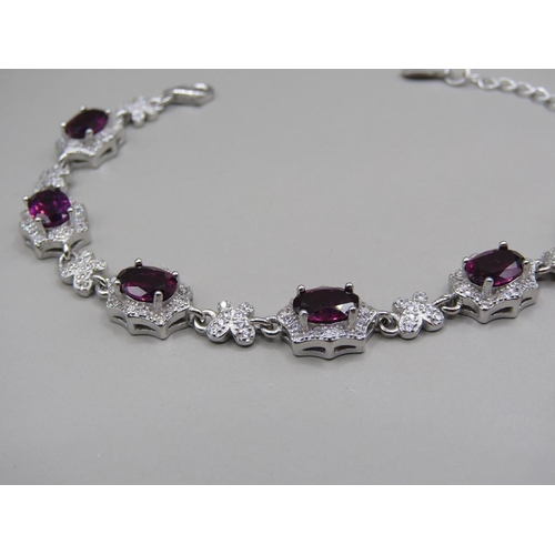 1419 - SILVER GARNET BRACELET