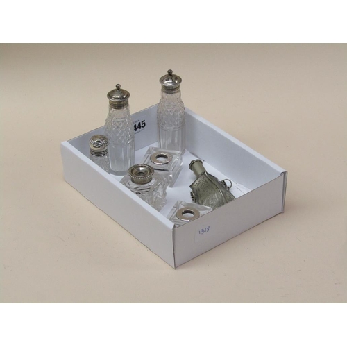 1445 - BOX OF SILVER TOP SCENT AND OTHER BOTTLES