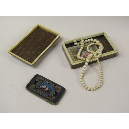 1469 - JEWEL BOX AND CONTENTS TO INLC BONE BEADS