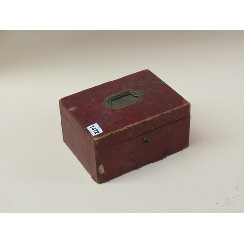 1472 - RED LEATHER JEWEL BOX AND CONTENTS