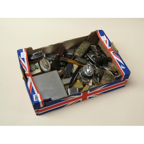 1482 - BOX OF POCKET AND TABLE LIGHTERS ETC