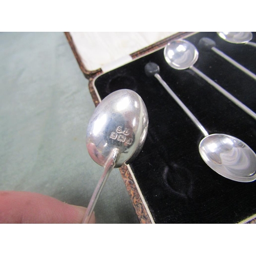 1493 - EARLY 20C BOXED SET OF SIX SILVER BEAN SPOONS