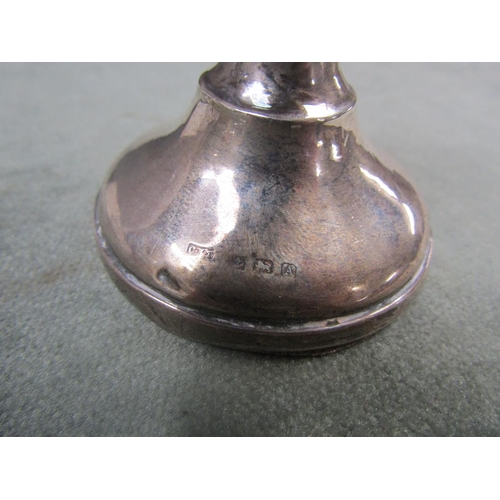 1522 - SILVER BOTTLE STAND, CANDLESTICK, SPOON, LADLE