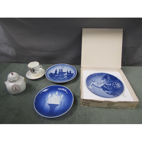 1657 - COLLECTION OF COMMEMORATIVE OLYMPIC PORCELAIN - RUSSIAN AND COPENHAGEN, LARGEST PLATE 20CM DIAM