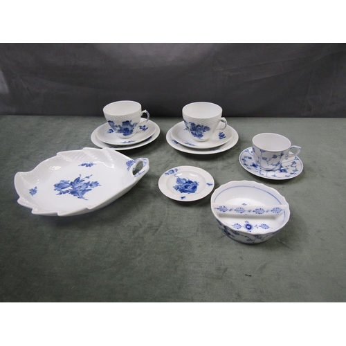 1658 - COLLECTION OF ROYAL COPENHAGEN TO INCL PLAIN FLUTED LACE CUPS AND SAUCERS, CUP 5CM H