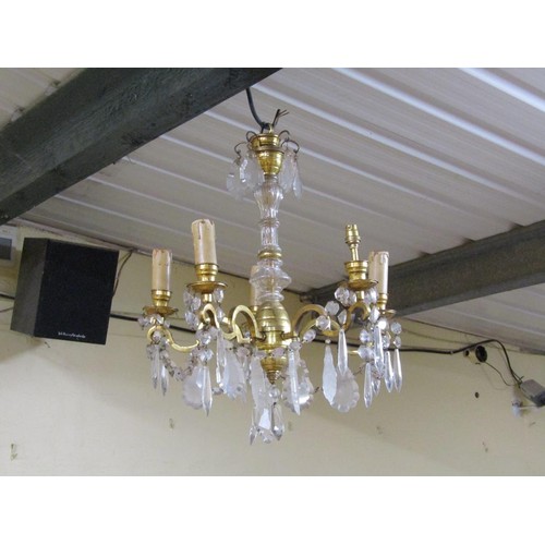 1083A - GILT METAL FRAMED GLASS LUSTRE CHANDELIER