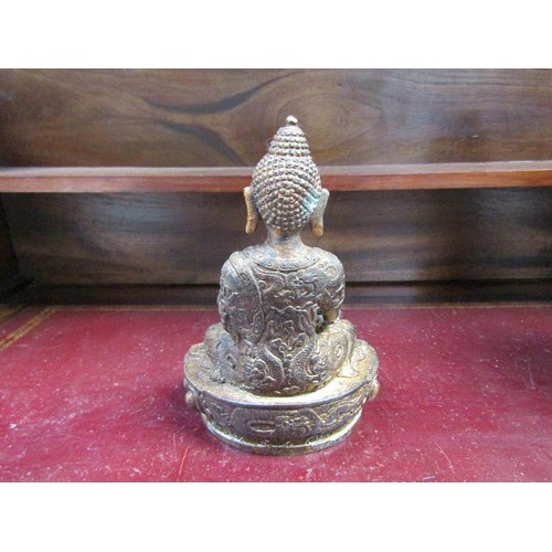 1244 - BRONZED SEATED BUDDAH 16cms H