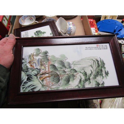 301 - BOX OF MISC. TO INC. ORIENTAL FIGURE AND PLAQUES