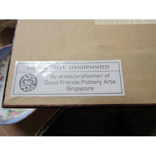 301 - BOX OF MISC. TO INC. ORIENTAL FIGURE AND PLAQUES