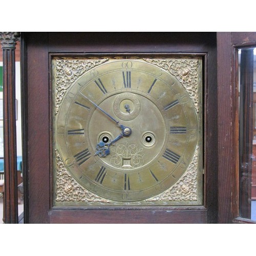 43 - An early 18c eight day longcase clock by Jo Cooper of Whitchurch, the 30cm square brass dial having ... 