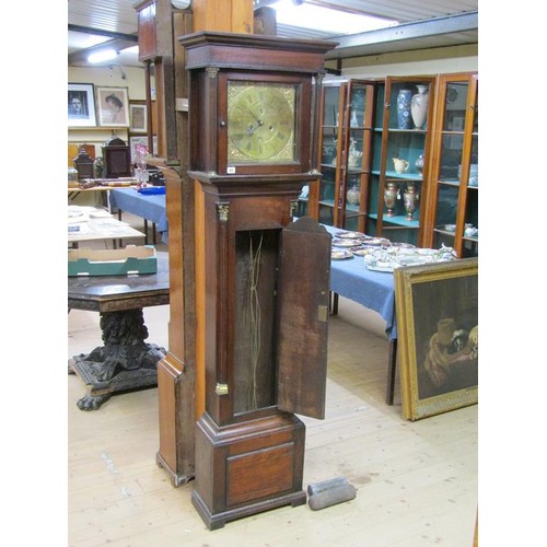 43 - An early 18c eight day longcase clock by Jo Cooper of Whitchurch, the 30cm square brass dial having ... 