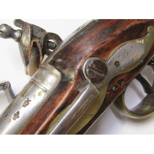 17 - An early 19c flintlock pistol, c.1820, with tower proofs and stamped with crowned GR and Tower, 9in ... 