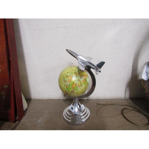 36 - GLOBE WITH METAL AEROPLANE MOUNT