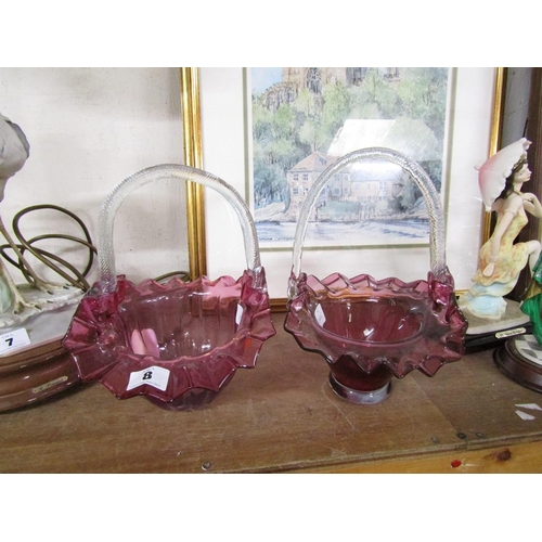 8 - CRANBERRY GLASS BASKETS