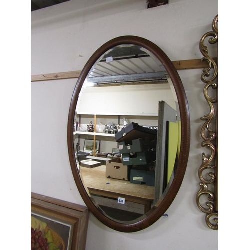 433 - EDWARDIAN BEVEL EDGE OVAL WALL MIRROR