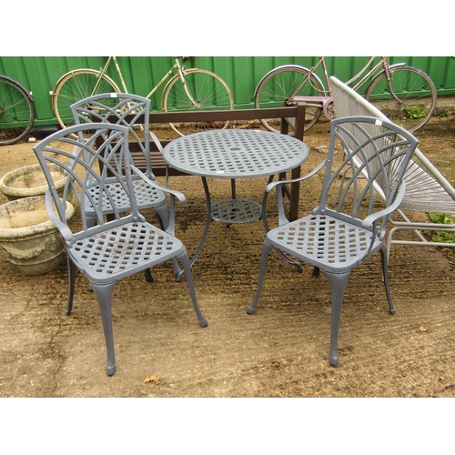 986 - GARDEN TABLE AND THREE CHAIRS