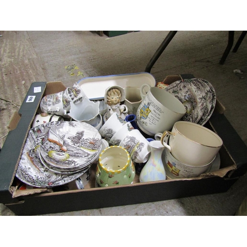 496 - BOX OF MIXED CERAMICS AND TEAWARES