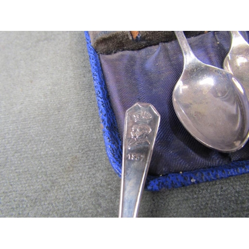 1508 - BOX OF SILVER PLATED CORONATION SPOONS AND A BOXED SILVER SPOON