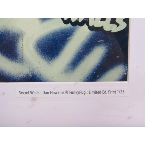 1114 - F/G COLOURED PRINT - SECRET WALLS, VAN HAWKINS COUNTRY PARK, LIMITED EDITION 1/25, 30CM X 20CM