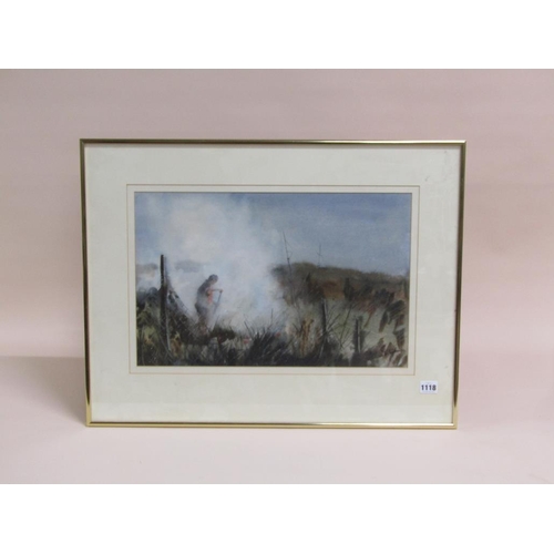 1118 - WILLIAM C PARKINS - TIDYING THE ALLOTMENT, SIGNED WATERCOLOUR, F/G, 31CM X 48CM