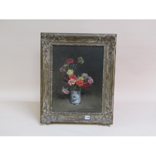 1138 - JOHN GRAY - VASE OF FLOWERS, OIL ON PANEL, FRAMED, 45CM X 33CM