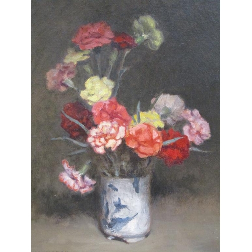 1138 - JOHN GRAY - VASE OF FLOWERS, OIL ON PANEL, FRAMED, 45CM X 33CM