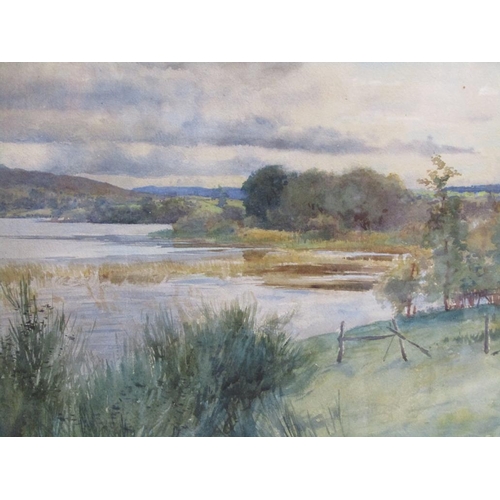 1141 - H A OLIVER 93 - SUMMERTIME LAKE, SIGNED WATERCOLOUR, F/G, 33CM X 50CM