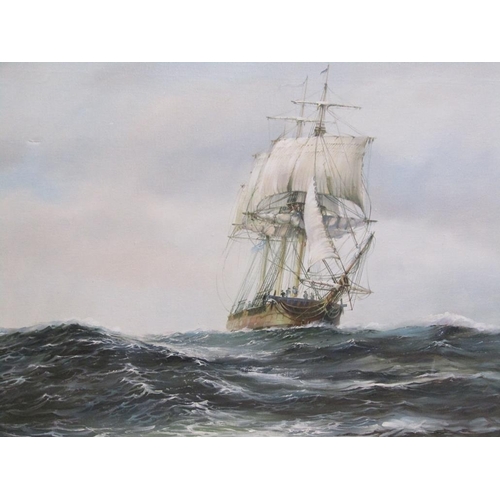 1150 - PAUL RICHARDSON - UNFURLING THE SAILS, SIGNED OIL ON CANVAS, FRAMED, 70CM X 90CM