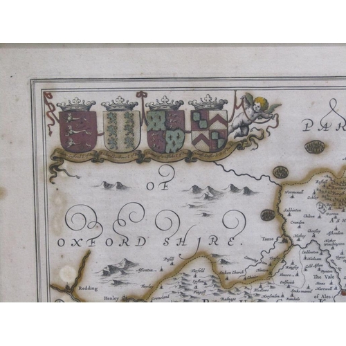 1164 - JOHANNES JANSSONIUS - 17C MAP OF BUCKINGHAMSHIRE & BEDFORDSHIRE, F/G, 40CM X 50CM