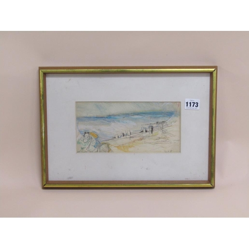 1173 - VIVIEN CHAIKIN-TORTOLANI - SEAFORD SUSSEX, MIXED MEDIA, OIL AND PASTEL, SIGNED, FRAMED, 12CM X 22CM