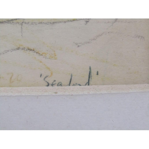 1173 - VIVIEN CHAIKIN-TORTOLANI - SEAFORD SUSSEX, MIXED MEDIA, OIL AND PASTEL, SIGNED, FRAMED, 12CM X 22CM