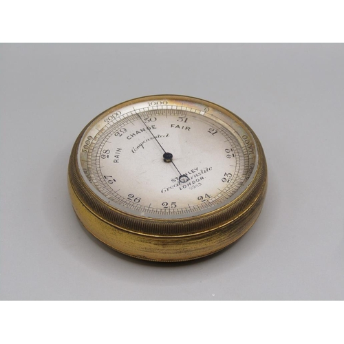 1304 - STANLEY OF LONDON LEATHER CASED POCKET BAROMETER