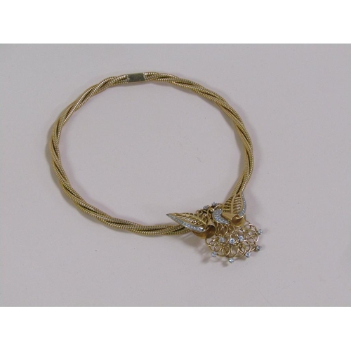 1306 - SUITE OF 18ct GOLD JEWELLERY TO INC. ROPE TWIST NECKLET, DIAMOND SET BUTTERFLY PENDANT AND CLIP ON E... 