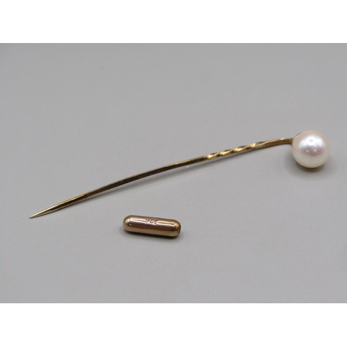 1316 - 9ct GOLD PEARL PIN