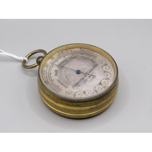 1317 - NEGRETTI AND ZAMBRA LEATHER CASED POCKET BAROMETER