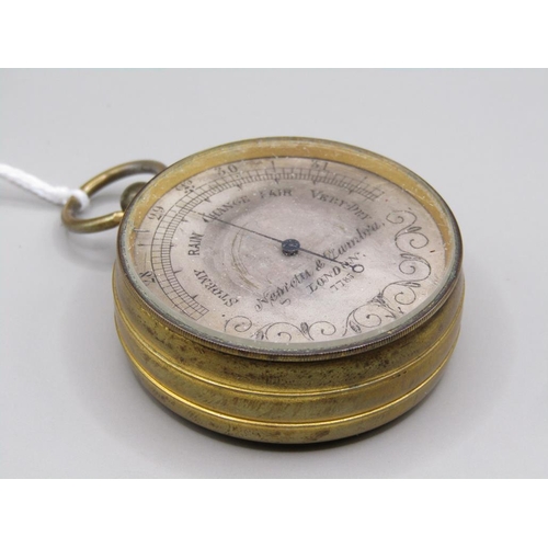 1317 - NEGRETTI AND ZAMBRA LEATHER CASED POCKET BAROMETER