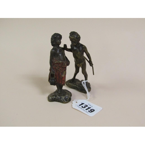 1319 - PAIR OF EARLY 20c BERGMAN COLD PAINTED BRONZE FIGURES OF AFRICAN BOY AND GIRL