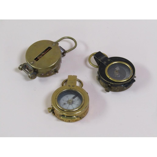 1326 - THREE MILITARY POCKET COMPASSES