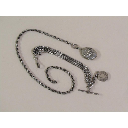 1330 - SILVER PENDANT LOCKET AND CHAIN AND A SILVER ALBERT CHAIN TO INC. SILVER LOCKET