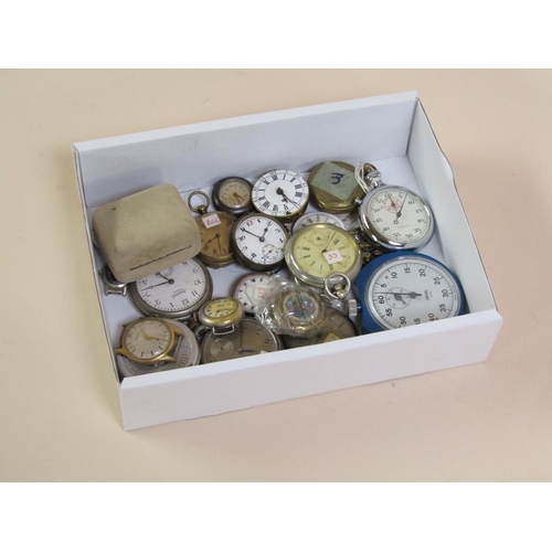 1355 - BOX OF POCKET WATCHES, WATCHES AND STOP WATCHES