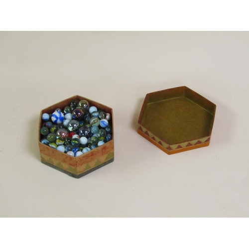 1356 - OCTAGONAL BOX OF MARBLES