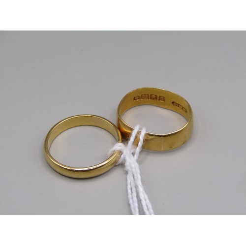 1377 - TWO 22ct GOLD BANDS, 7.1g