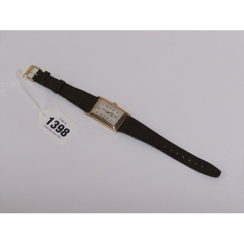 1398 - 9ct GOLD ART DECO STYLE GENTS WATCH