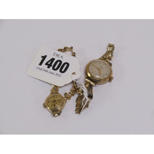 1400 - TWO 9ct GOLD CASED LADIES WATCHES