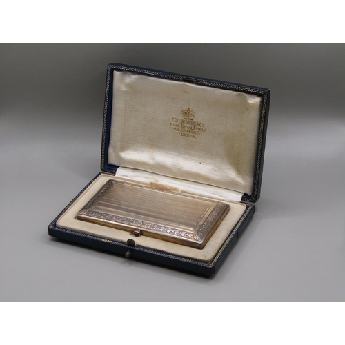 1405 - SILVER ENGINE TURNED LADIES CIGARETTE CASE IN PRESENTATION CASE FOR COLLINGWOOD AND CO.